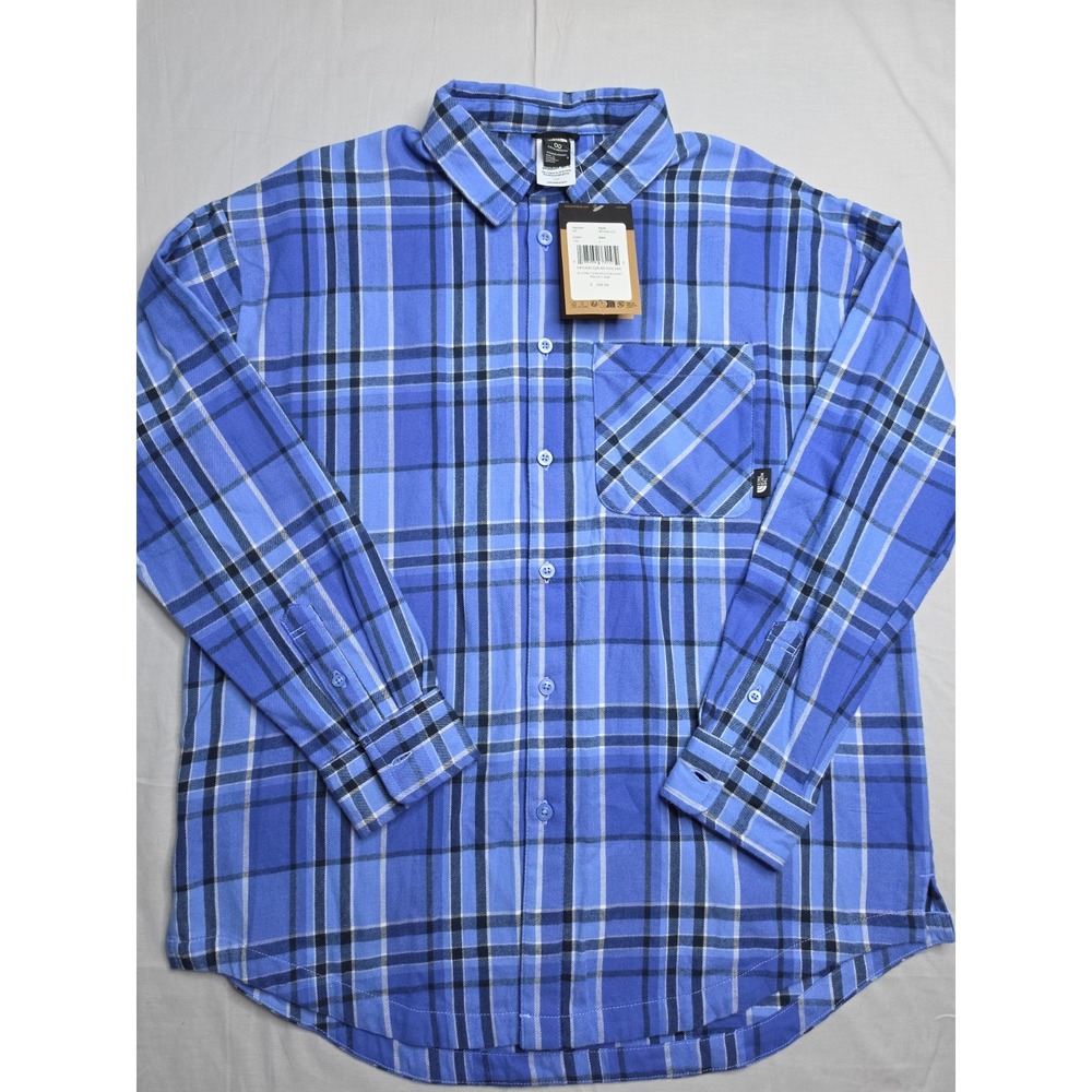 The North Face Junction Woven Shirt Women's Large Blue Plaid Logo Long Sleeve